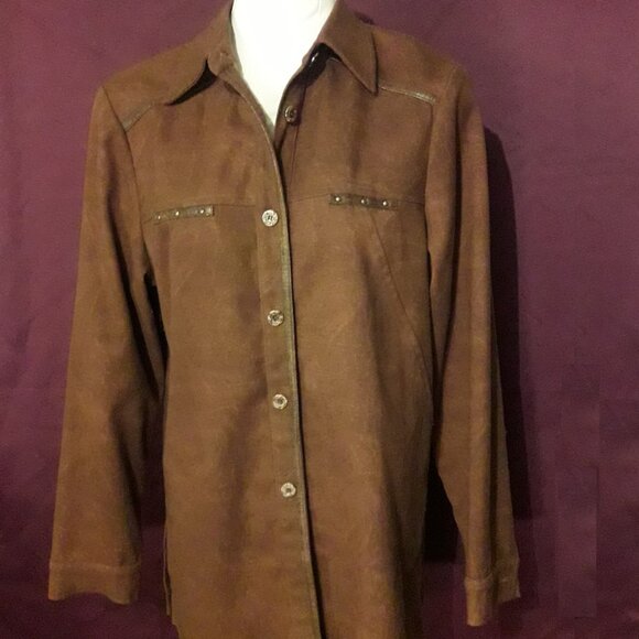 Vintage 80s 1980s Womens Unisex ConradC Western Dress Shirt - Brown Small Medium - Picture 4 of 10
